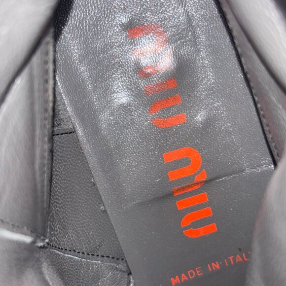 VINTAGE Miu Miu Black Leather Booties Cone/Kitten  Heel EU 37.5 - Picture 13 of 13